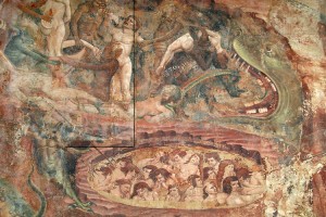 Демоны доставляют души грешников в ад. фрагмент фрески, Кампосанто, Пиза